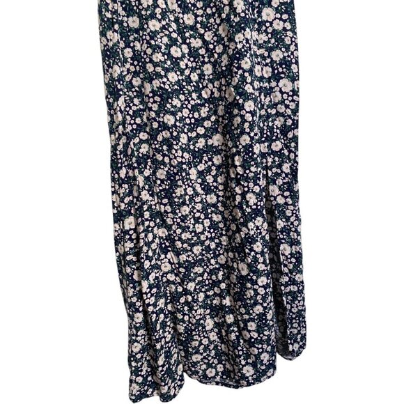 Old Navy Womens Puff Sleeve Midi Dress Size Navy Floral Side Slit Smocked S - Picture 6 of 8